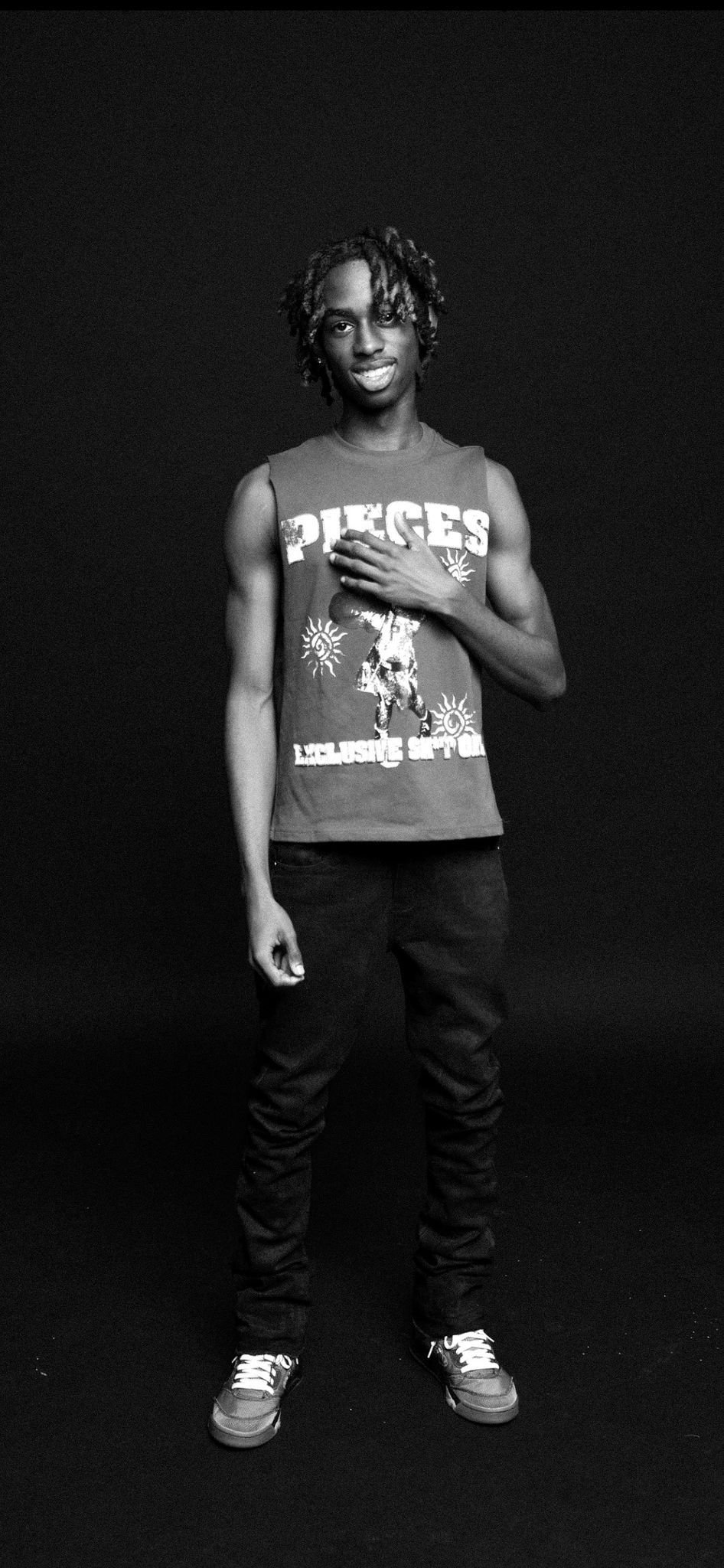 Studio portrait of Knowledge Chambers in a Pieces tank top